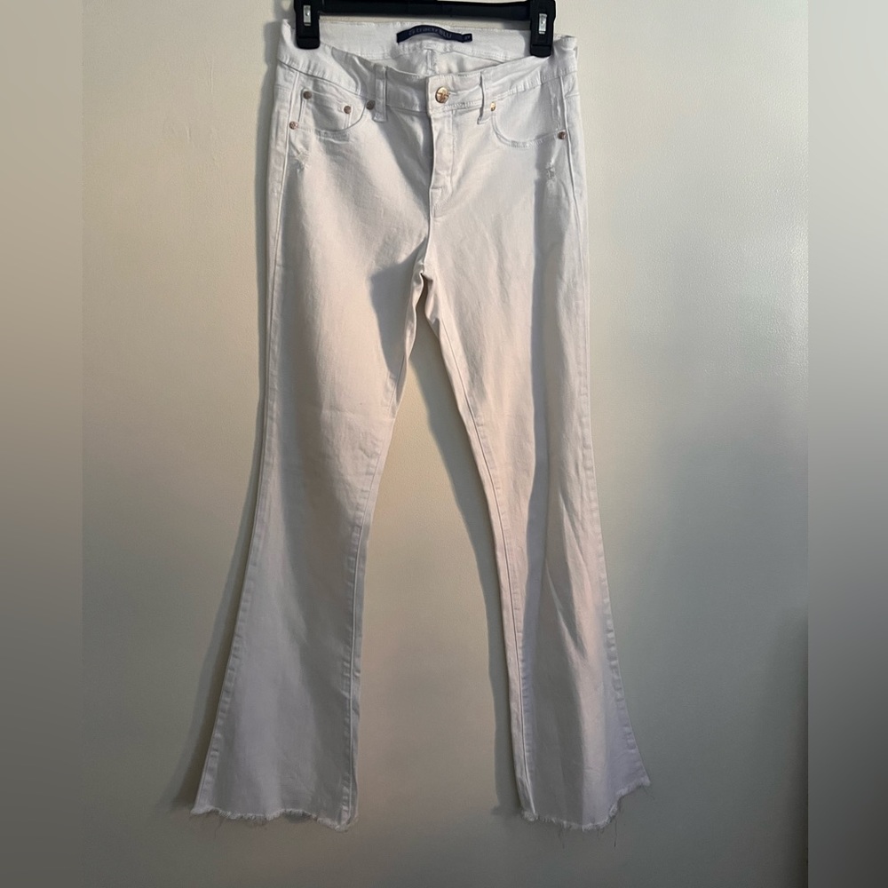 Tractor Blue White Flare Denim size 27 - stretch denim!